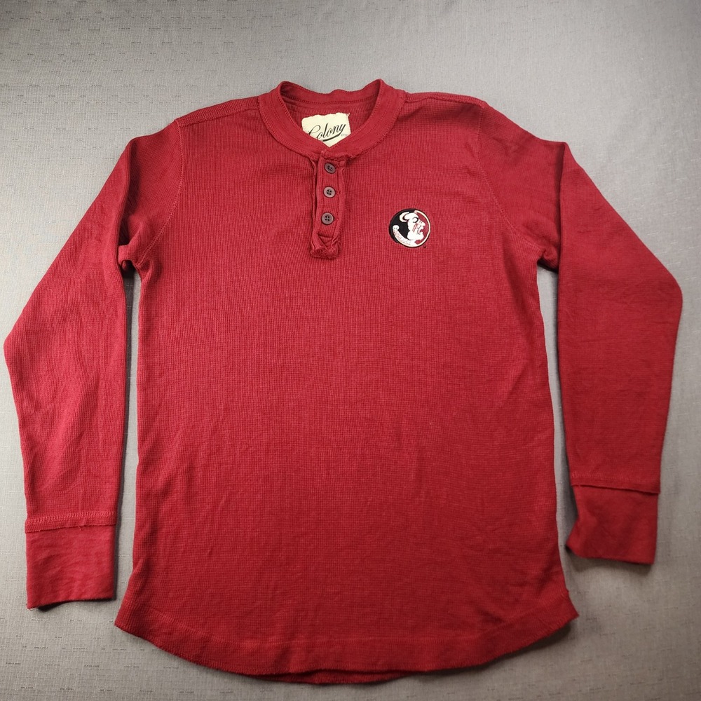 Colony Florida State Seminoles FSU Henley Shirt Burgundy Waffle Knit Medium